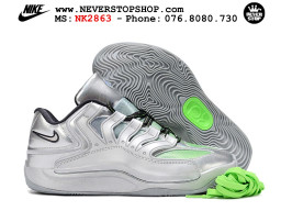 Giày bóng rổ cổ thấp Nike KD 18 Bạc Xanh Lá mẫu mới best batch replica 1:1 like authentic chính hãng real giá rẻ tốt HCM