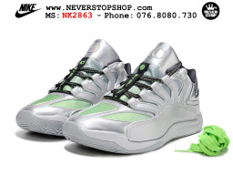 Giày bóng rổ cổ thấp Nike KD 18 Bạc Xanh Lá mẫu mới best batch replica 1:1 like authentic chính hãng real giá rẻ tốt HCM