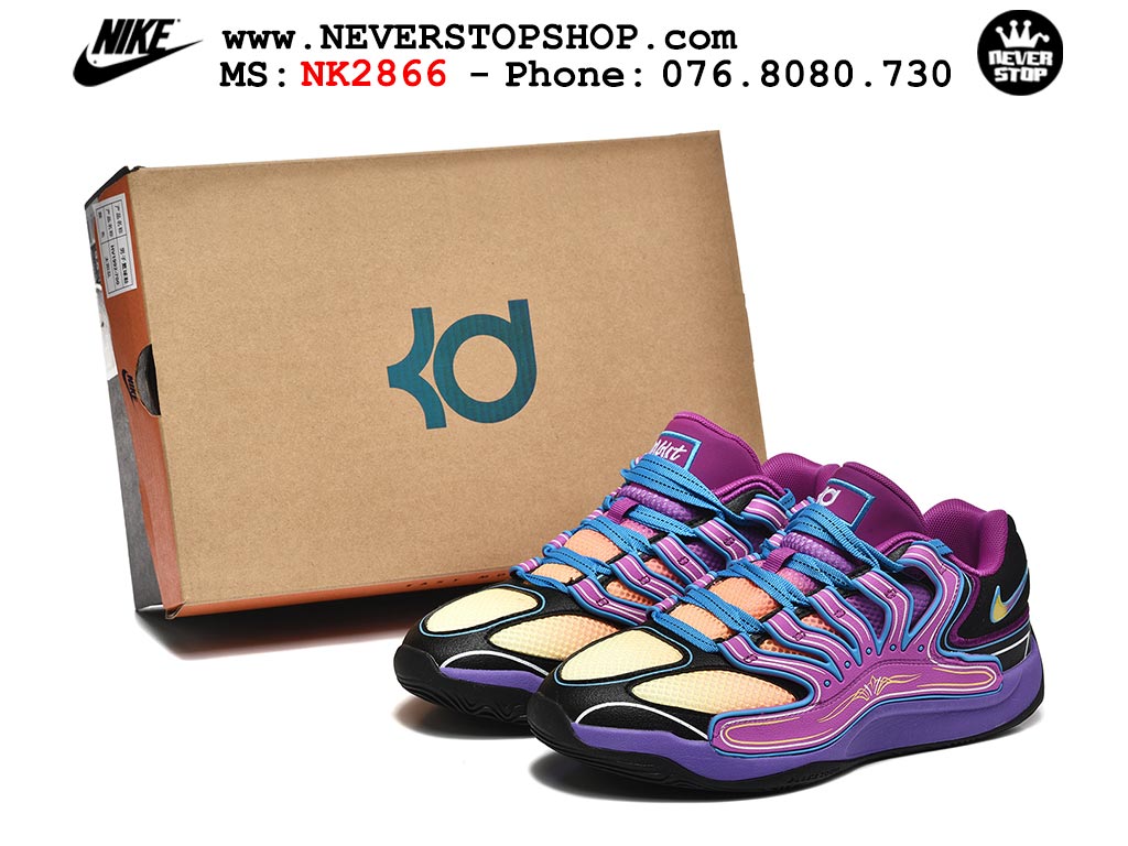 Giày bóng rổ cổ thấp Nike KD 18 Tím Đen mẫu mới best batch replica 1:1 like authentic chính hãng real giá rẻ tốt HCM