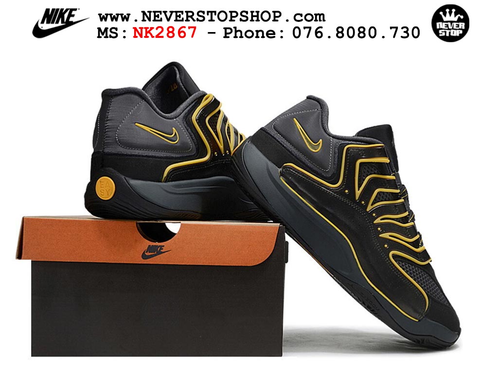 Giày bóng rổ cổ thấp Nike KD 18 Đen Vàng mẫu mới best batch replica 1:1 like authentic chính hãng real giá rẻ tốt HCM