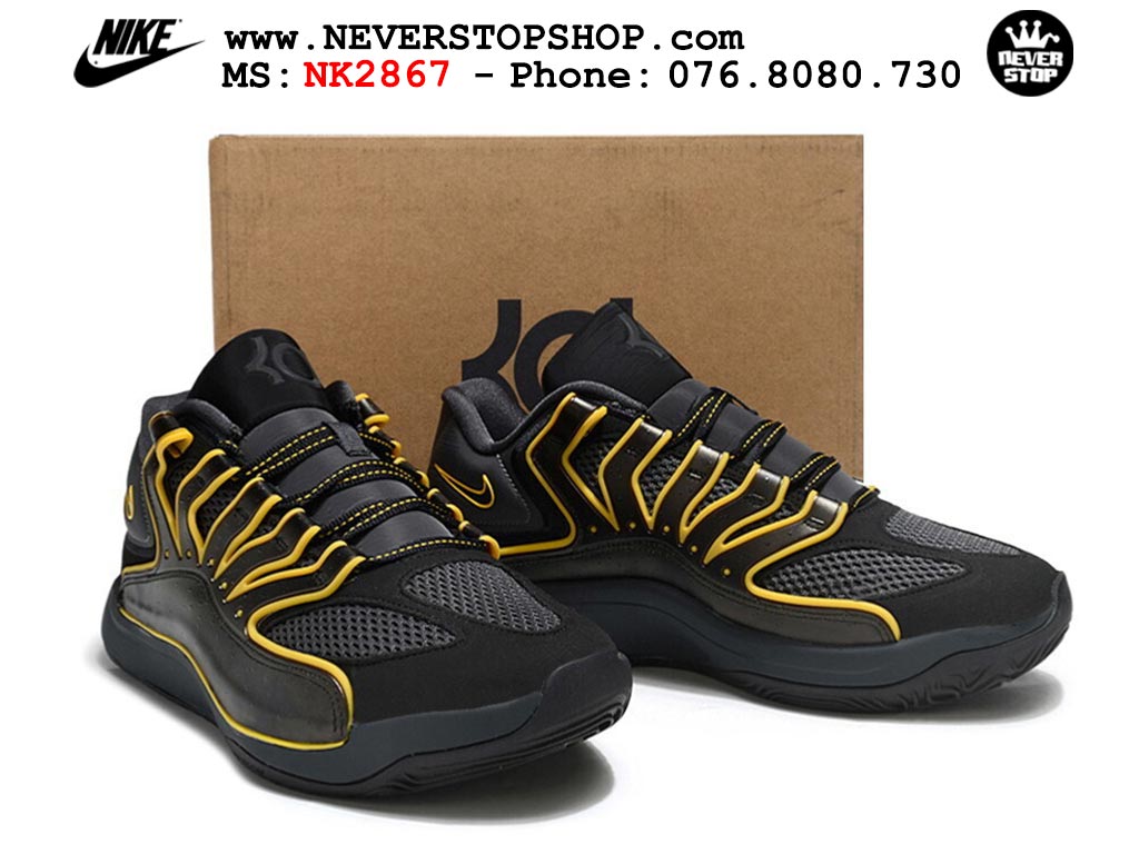 Giày bóng rổ cổ thấp Nike KD 18 Đen Vàng mẫu mới best batch replica 1:1 like authentic chính hãng real giá rẻ tốt HCM