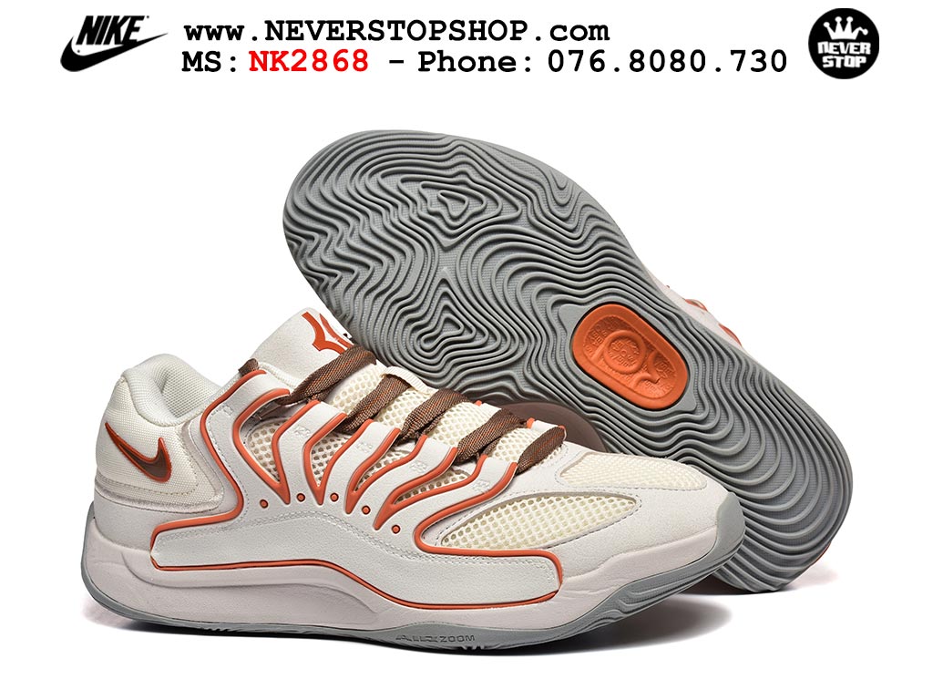 Giày bóng rổ cổ thấp Nike KD 18 Trắng Cam mẫu mới best batch replica 1:1 like authentic chính hãng real giá rẻ tốt HCM
