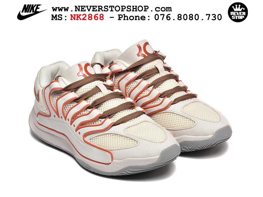 Giày bóng rổ cổ thấp Nike KD 18 Trắng Cam mẫu mới best batch replica 1:1 like authentic chính hãng real giá rẻ tốt HCM