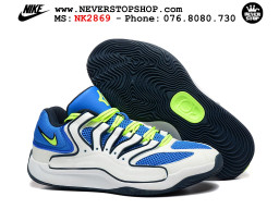 Giày bóng rổ cổ thấp Nike KD 18 Trắng Xanh Dương mẫu mới best batch replica 1:1 like authentic chính hãng real giá rẻ tốt HCM