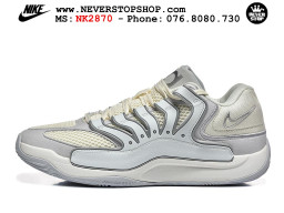 Giày bóng rổ cổ thấp Nike KD 18 Xám Trắng mẫu mới best batch replica 1:1 like authentic chính hãng real giá rẻ tốt HCM