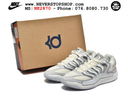 Giày bóng rổ cổ thấp Nike KD 18 Xám Trắng mẫu mới best batch replica 1:1 like authentic chính hãng real giá rẻ tốt HCM