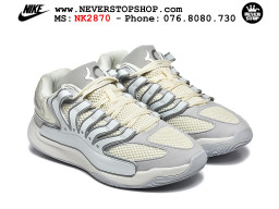 Giày bóng rổ cổ thấp Nike KD 18 Xám Trắng mẫu mới best batch replica 1:1 like authentic chính hãng real giá rẻ tốt HCM