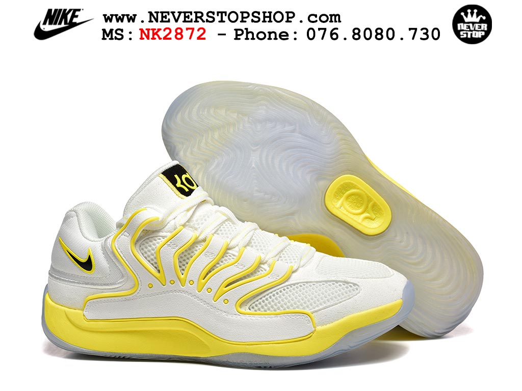 Giày bóng rổ cổ thấp Nike KD 18 Trắng Vàng mẫu mới best batch replica 1:1 like authentic chính hãng real giá rẻ tốt HCM