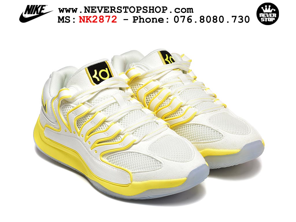 Giày bóng rổ cổ thấp Nike KD 18 Trắng Vàng mẫu mới best batch replica 1:1 like authentic chính hãng real giá rẻ tốt HCM