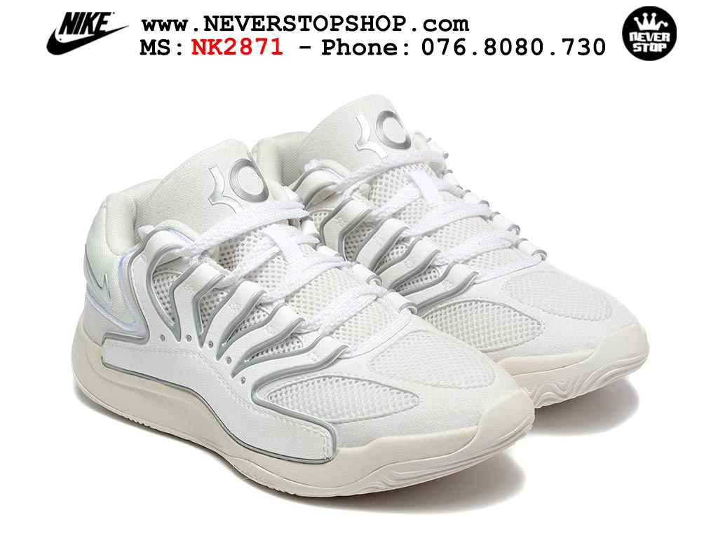 Giày bóng rổ cổ thấp Nike KD 18 Trắng Xám mẫu mới best batch replica 1:1 like authentic chính hãng real giá rẻ tốt HCM