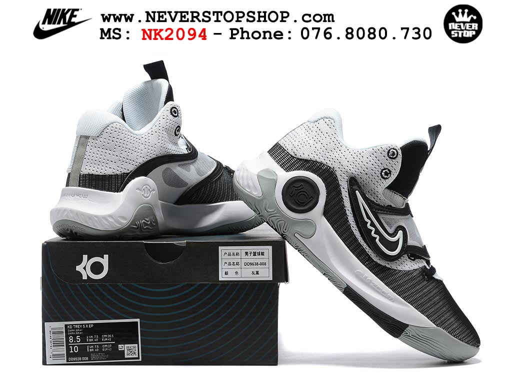 Giày bóng rổ nam Nike KD Trey 5 X Xám Trắng sfake Replica 1:1 authentic chính hãng giá rẻ tốt HCM