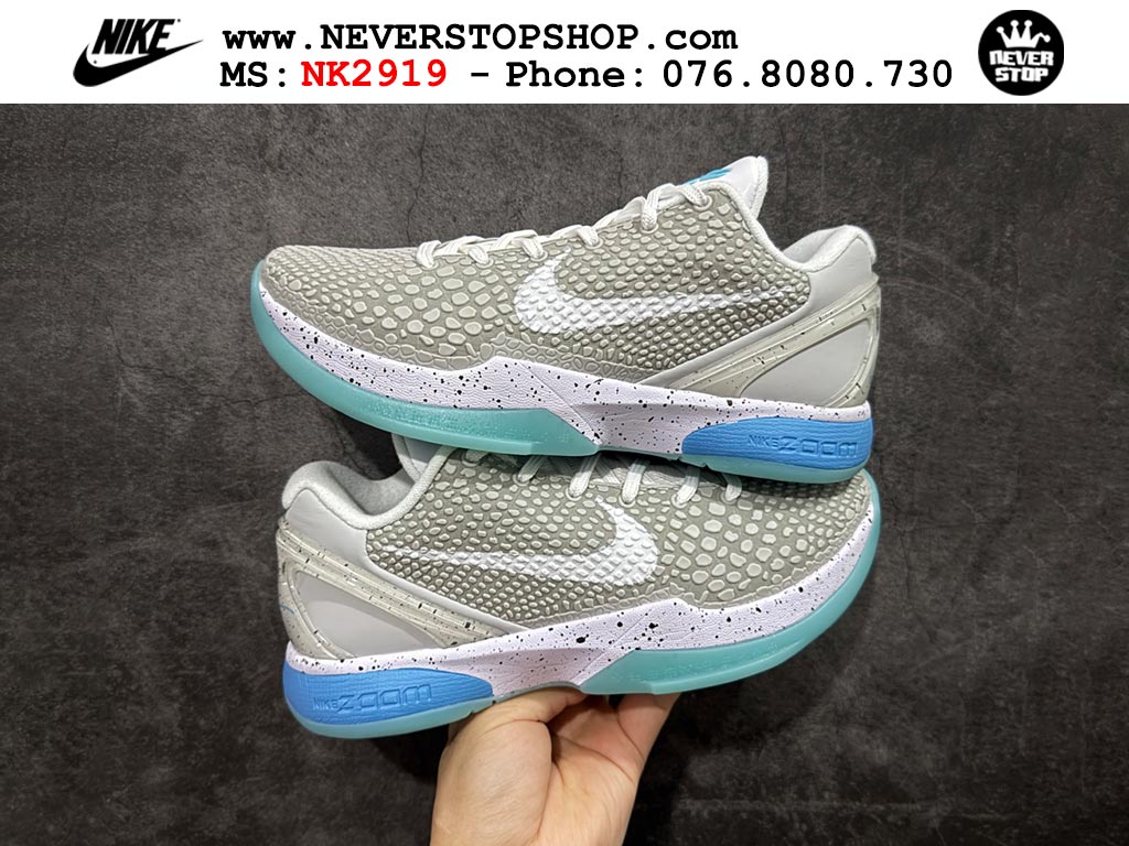 Giày bóng rổ cổ thấp Nike Kobe 6 Xám Xanh Da Trời sfake replica 1:1 like auth chính hãng giá rẻ tốt nhất tại NeverStopShop.com HCM