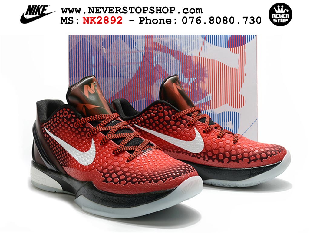 Giày bóng rổ cổ thấp Nike Kobe 6 Đỏ Đen sfake replica 1:1 like auth chính hãng giá rẻ tốt nhất tại NeverStopShop.com HCM