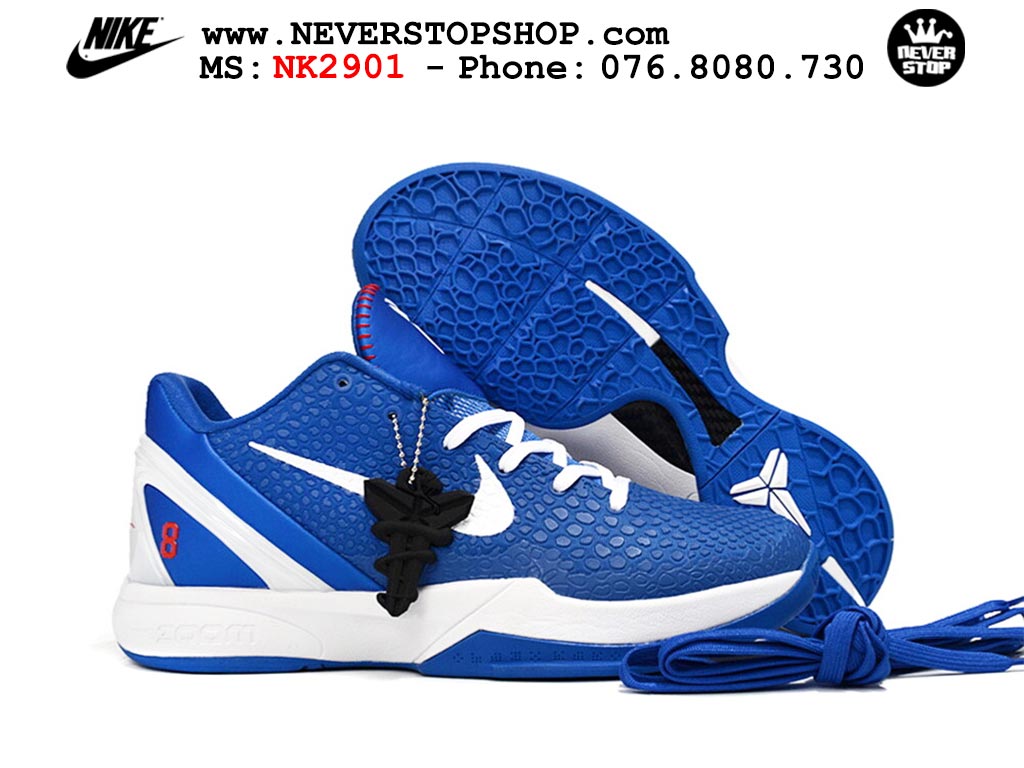 Giày bóng rổ cổ thấp Nike Kobe 6 Xanh Dương Trắng sfake replica 1:1 like auth chính hãng giá rẻ tốt nhất tại NeverStopShop.com HCM