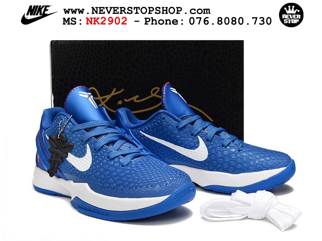 Giày bóng rổ cổ thấp Nike Kobe 6 Xanh Dương Trắng sfake replica 1:1 like auth chính hãng giá rẻ tốt nhất tại NeverStopShop.com HCM