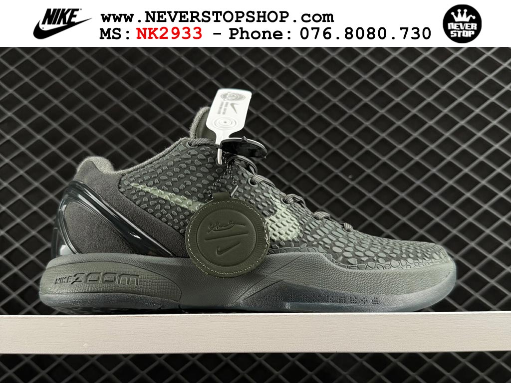 Giày bóng rổ cổ thấp Nike Kobe 6 Đen Xám sfake replica 1:1 like auth chính hãng giá rẻ tốt nhất tại NeverStopShop.com HCM