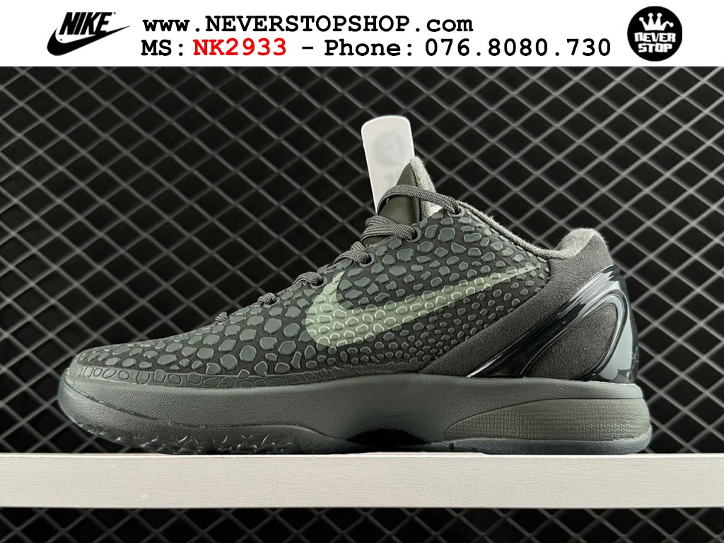 Giày bóng rổ cổ thấp Nike Kobe 6 Đen Xám sfake replica 1:1 like auth chính hãng giá rẻ tốt nhất tại NeverStopShop.com HCM