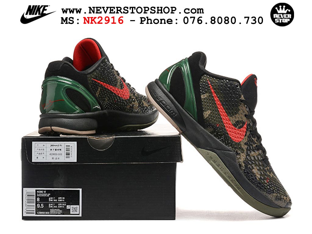 Giày bóng rổ cổ thấp Nike Kobe 6 Đen Nâu sfake replica 1:1 like auth chính hãng giá rẻ tốt nhất tại NeverStopShop.com HCM