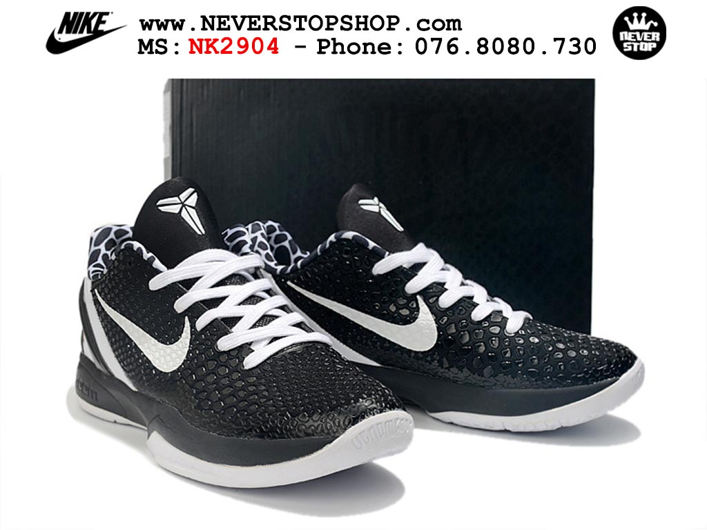 Giày bóng rổ cổ thấp Nike Kobe 6 Đen Trắng sfake replica 1:1 like auth chính hãng giá rẻ tốt nhất tại NeverStopShop.com HCM