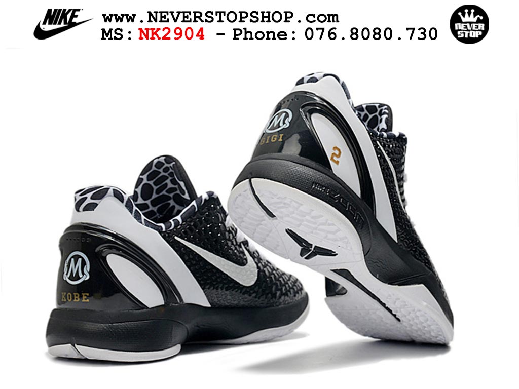 Giày bóng rổ cổ thấp Nike Kobe 6 Đen Trắng sfake replica 1:1 like auth chính hãng giá rẻ tốt nhất tại NeverStopShop.com HCM