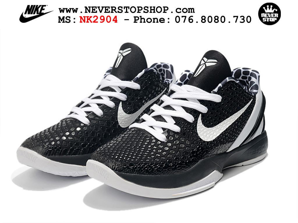Giày bóng rổ cổ thấp Nike Kobe 6 Đen Trắng sfake replica 1:1 like auth chính hãng giá rẻ tốt nhất tại NeverStopShop.com HCM
