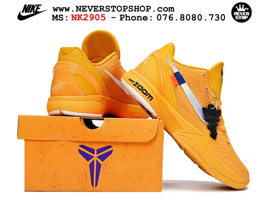 Giày bóng rổ cổ thấp Nike Kobe 6 Vàng Trắng sfake replica 1:1 like auth chính hãng giá rẻ tốt nhất tại NeverStopShop.com HCM
