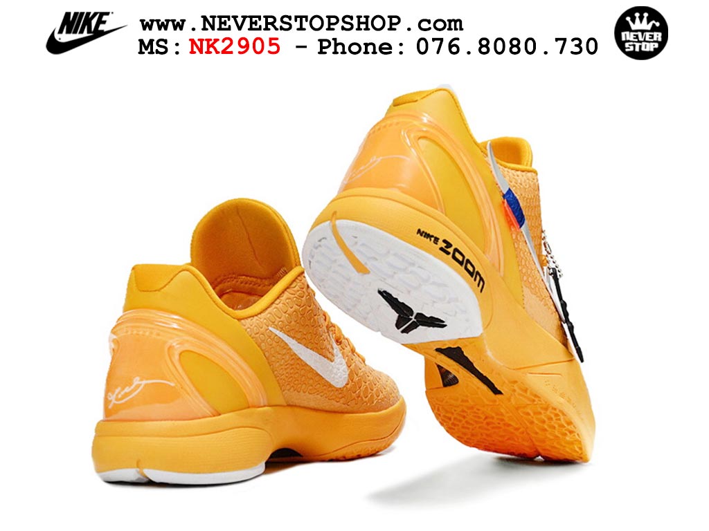 Giày bóng rổ cổ thấp Nike Kobe 6 Vàng Trắng sfake replica 1:1 like auth chính hãng giá rẻ tốt nhất tại NeverStopShop.com HCM