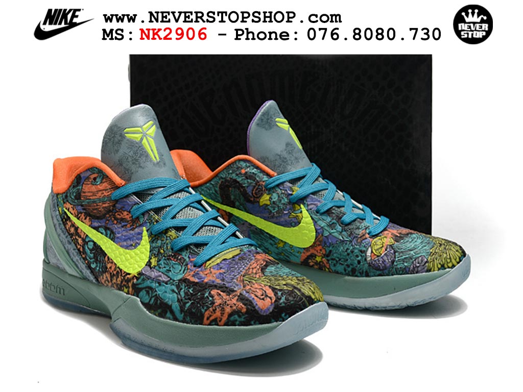 Giày bóng rổ cổ thấp Nike Kobe 6 Xanh Cam sfake replica 1:1 like auth chính hãng giá rẻ tốt nhất tại NeverStopShop.com HCM