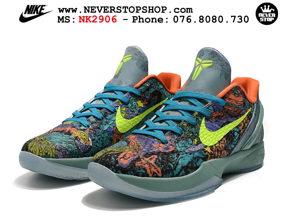 Giày bóng rổ cổ thấp Nike Kobe 6 Xanh Cam sfake replica 1:1 like auth chính hãng giá rẻ tốt nhất tại NeverStopShop.com HCM