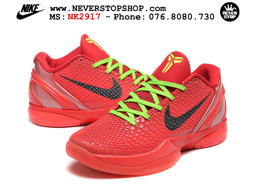 Giày bóng rổ cổ thấp Nike Kobe 6 Đỏ Xanh Lá sfake replica 1:1 like auth chính hãng giá rẻ tốt nhất tại NeverStopShop.com HCM