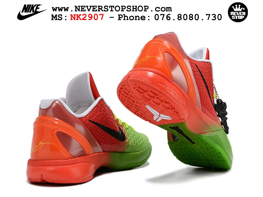 Giày bóng rổ cổ thấp Nike Kobe 6 Đỏ Xanh Lá sfake replica 1:1 like auth chính hãng giá rẻ tốt nhất tại NeverStopShop.com HCM