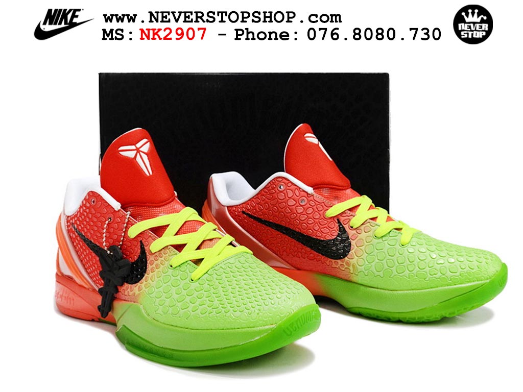 Giày bóng rổ cổ thấp Nike Kobe 6 Đỏ Xanh Lá sfake replica 1:1 like auth chính hãng giá rẻ tốt nhất tại NeverStopShop.com HCM