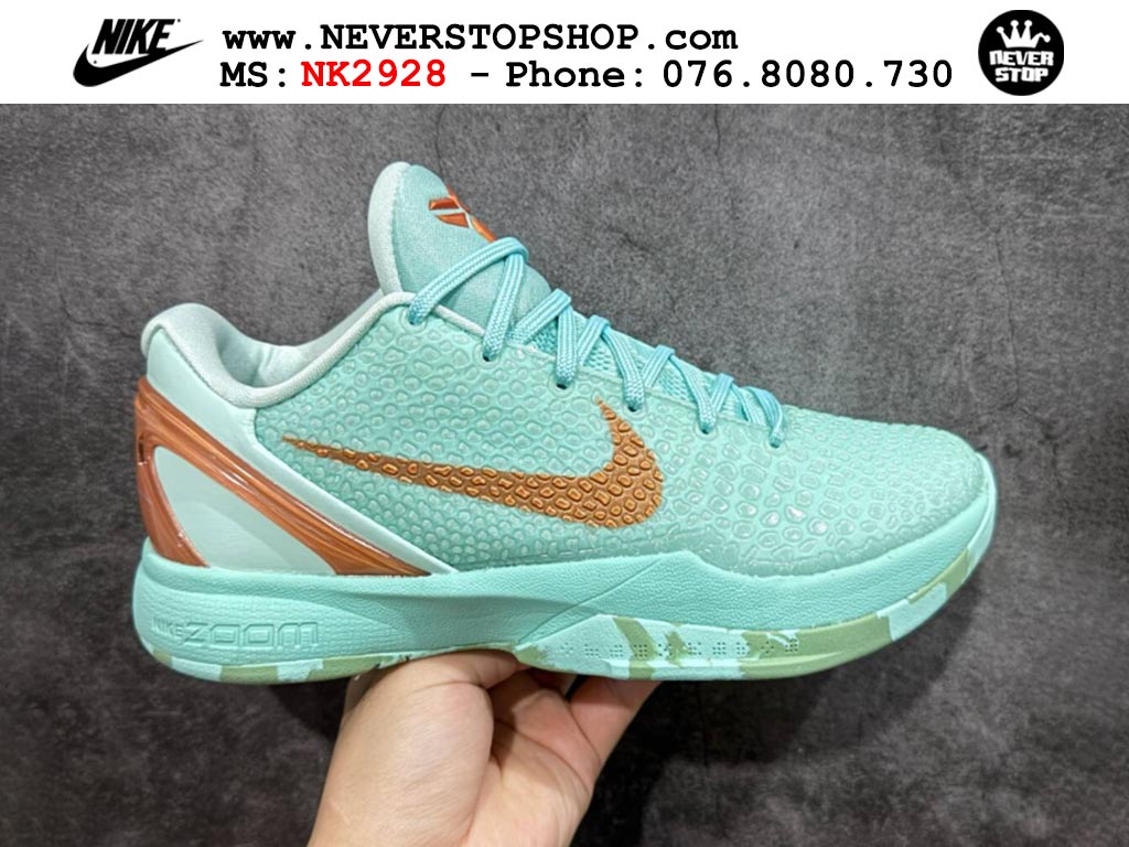 Giày bóng rổ cổ thấp Nike Kobe 6 Xanh Ngọc Nâu sfake replica 1:1 like auth chính hãng giá rẻ tốt nhất tại NeverStopShop.com HCM