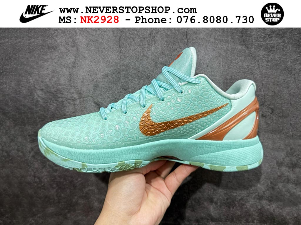 Giày bóng rổ cổ thấp Nike Kobe 6 Xanh Ngọc Nâu sfake replica 1:1 like auth chính hãng giá rẻ tốt nhất tại NeverStopShop.com HCM