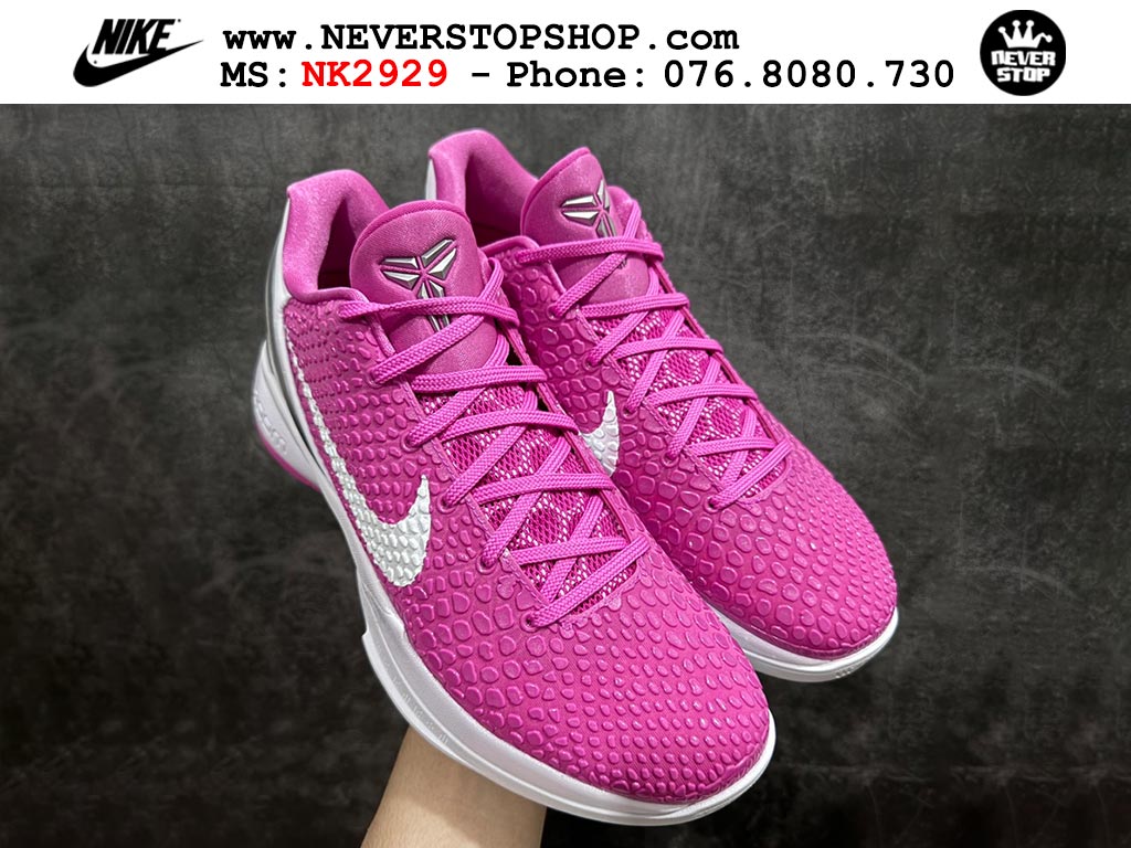 Giày bóng rổ cổ thấp Nike Kobe 6 Hồng Trắng sfake replica 1:1 like auth chính hãng giá rẻ tốt nhất tại NeverStopShop.com HCM