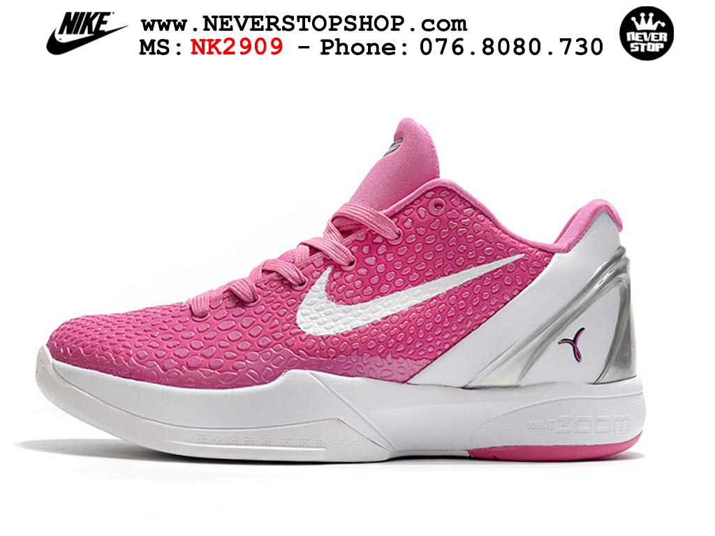 Giày bóng rổ cổ thấp Nike Kobe 6 Hồng Trắng sfake replica 1:1 like auth chính hãng giá rẻ tốt nhất tại NeverStopShop.com HCM
