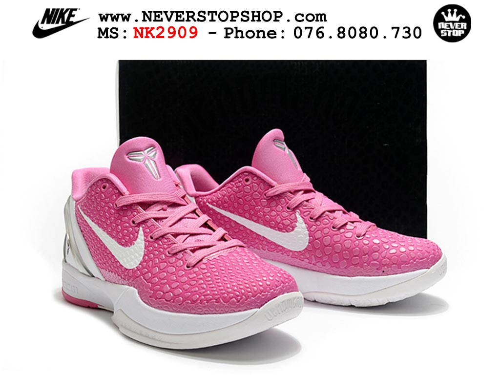 Giày bóng rổ cổ thấp Nike Kobe 6 Hồng Trắng sfake replica 1:1 like auth chính hãng giá rẻ tốt nhất tại NeverStopShop.com HCM