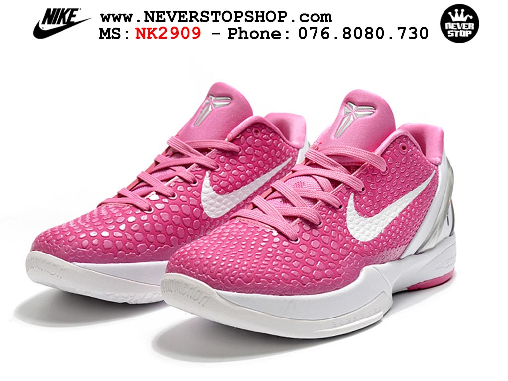 Giày bóng rổ cổ thấp Nike Kobe 6 Hồng Trắng sfake replica 1:1 like auth chính hãng giá rẻ tốt nhất tại NeverStopShop.com HCM