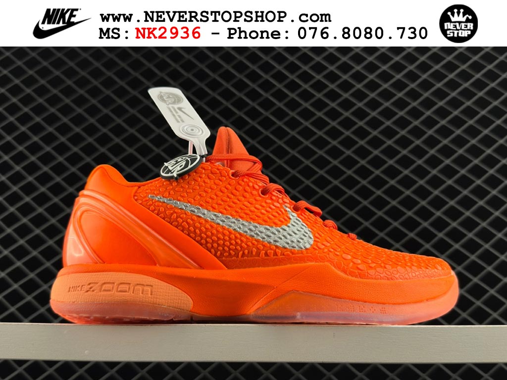 Giày bóng rổ cổ thấp Nike Kobe 6 Cam Xám sfake replica 1:1 like auth chính hãng giá rẻ tốt nhất tại NeverStopShop.com HCM