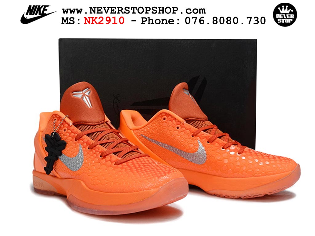 Giày bóng rổ cổ thấp Nike Kobe 6 Cam Xám sfake replica 1:1 like auth chính hãng giá rẻ tốt nhất tại NeverStopShop.com HCM