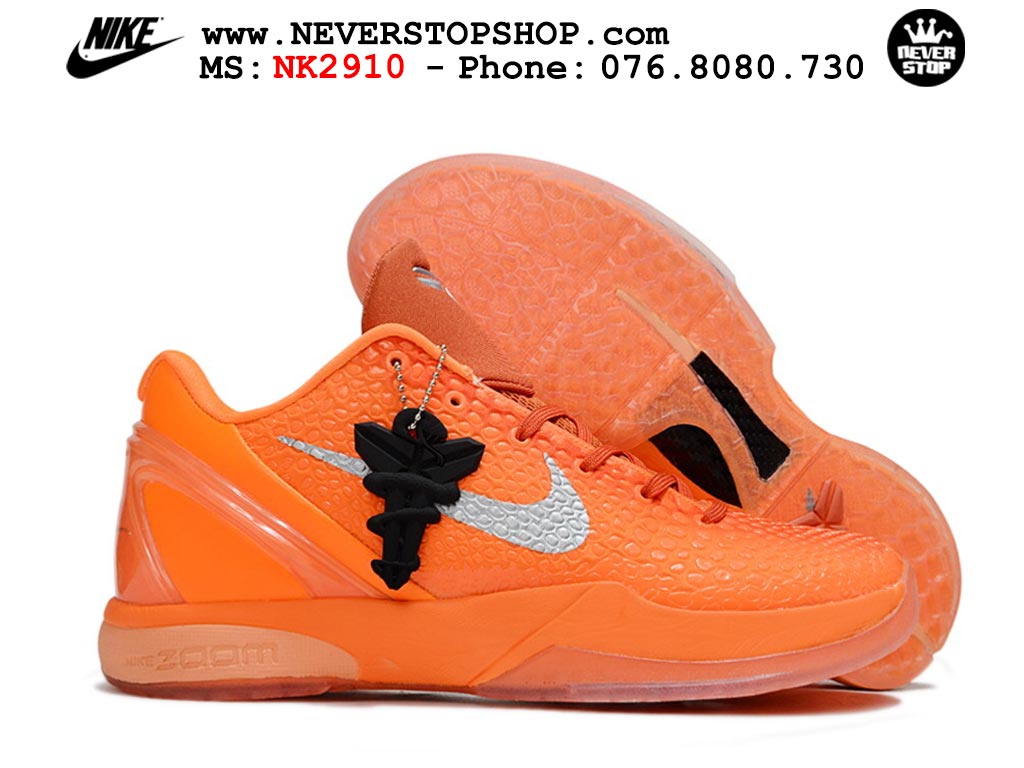 Giày bóng rổ cổ thấp Nike Kobe 6 Cam Xám sfake replica 1:1 like auth chính hãng giá rẻ tốt nhất tại NeverStopShop.com HCM