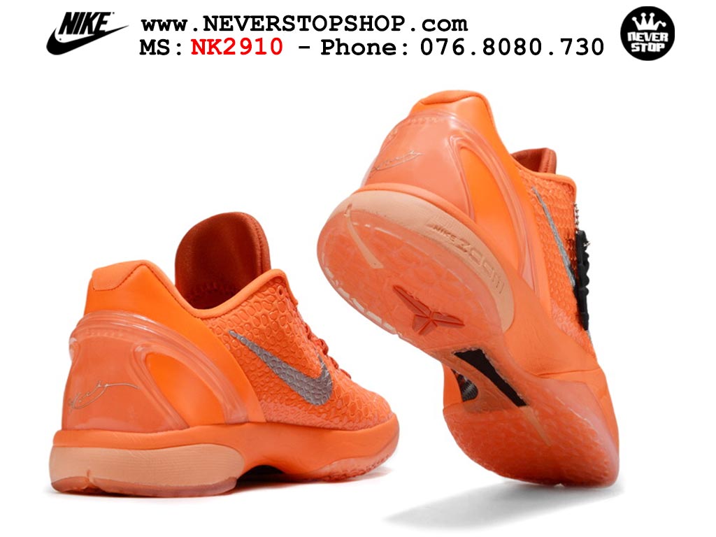 Giày bóng rổ cổ thấp Nike Kobe 6 Cam Xám sfake replica 1:1 like auth chính hãng giá rẻ tốt nhất tại NeverStopShop.com HCM