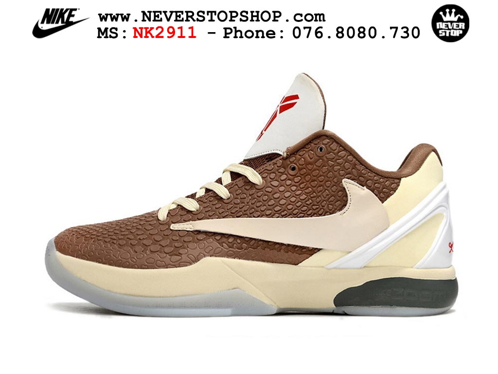 Giày bóng rổ cổ thấp Nike Kobe 6 Nâu Kem sfake replica 1:1 like auth chính hãng giá rẻ tốt nhất tại NeverStopShop.com HCM
