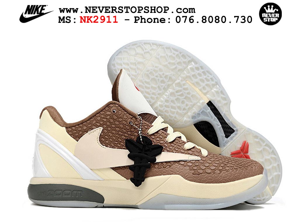 Giày bóng rổ cổ thấp Nike Kobe 6 Nâu Kem sfake replica 1:1 like auth chính hãng giá rẻ tốt nhất tại NeverStopShop.com HCM