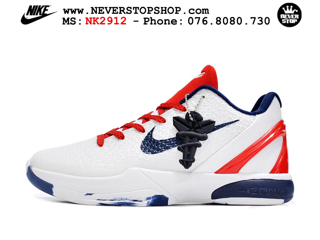 Giày bóng rổ cổ thấp Nike Kobe 6 Trắng Đỏ sfake replica 1:1 like auth chính hãng giá rẻ tốt nhất tại NeverStopShop.com HCM