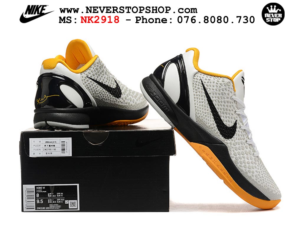 Giày Kobe 6 Protro Trắng Đen bóng rổ nam Kobe Bryant chuyên chơi indoor outdoor tốt nhất Giày bóng rổ cổ thấp Nike Kobe 6 Trắng Đen sfake replica 1:1 like auth chính hãng giá rẻ tốt nhất tại NeverStopShop.com HCM