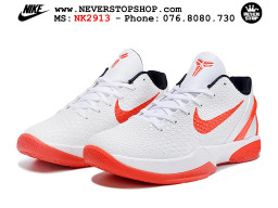 Giày bóng rổ cổ thấp Nike Kobe 6 Trắng Đỏ sfake replica 1:1 like auth chính hãng giá rẻ tốt nhất tại NeverStopShop.com HCM