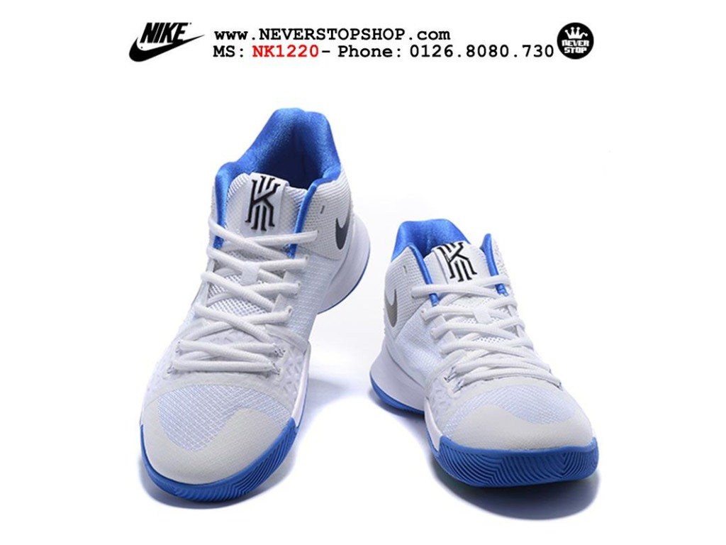 Giày Nike Kyrie 3 White Black Blue nam nữ hàng chuẩn sfake replica 1:1 real chính hãng giá rẻ tốt nhất tại NeverStopShop.com HCM