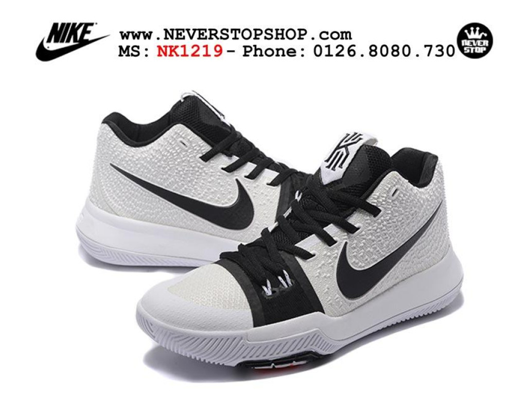Giày Nike Kyrie 3 White Black nam nữ hàng chuẩn sfake replica 1:1 real chính hãng giá rẻ tốt nhất tại NeverStopShop.com HCM