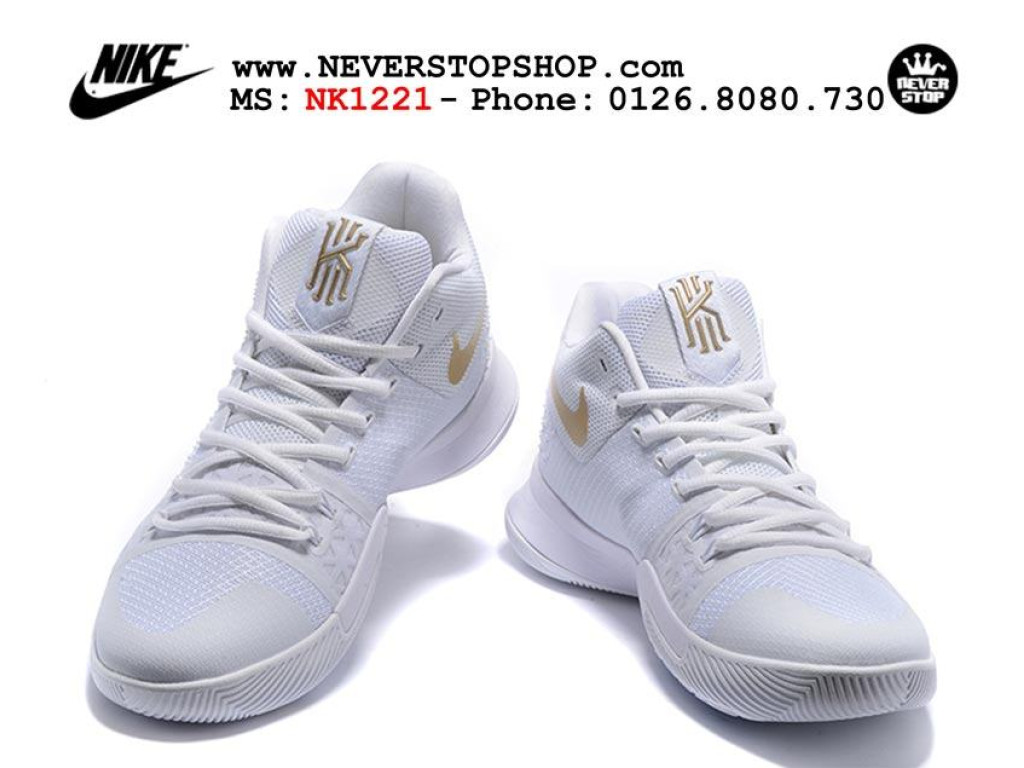 Giày Nike Kyrie 3 White Gold nam nữ hàng chuẩn sfake replica 1:1 real chính hãng giá rẻ tốt nhất tại NeverStopShop.com HCM